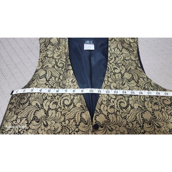 Vtg Lana Lee 90's Boho Retro Gold & Black Brocade Sleeveless Vest Women's Size 8 - Picture 6 of 9